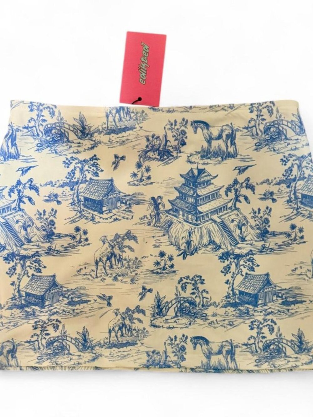Edikted Delft Print Low-Rise Mini Skirt in XS
